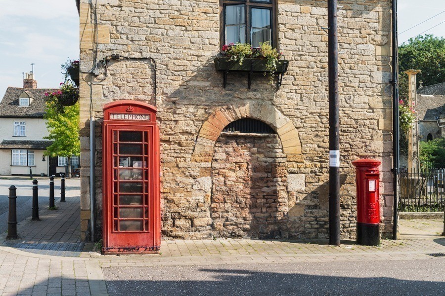 Phone box in Eynsham, Cotswolds, England