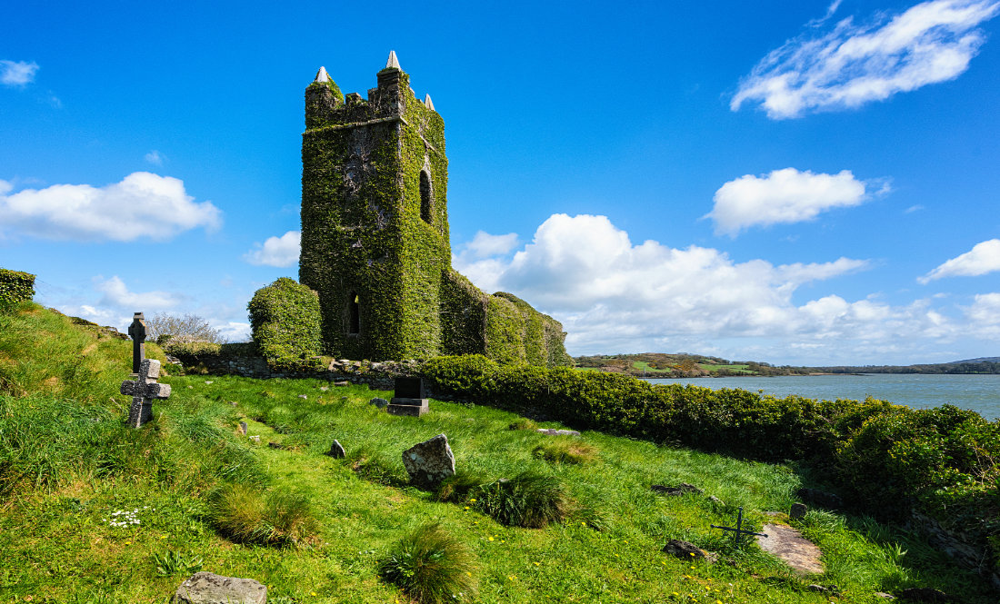 Aughadown graveyard and church ruins in County Cork, Ireland