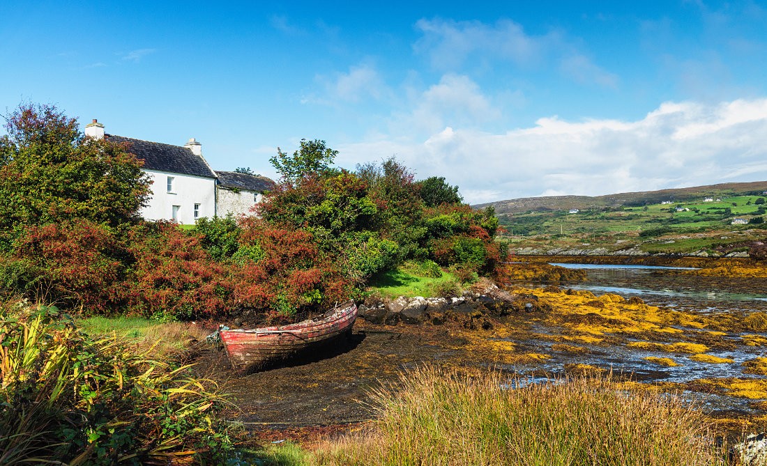 Ballycrovane Harbour auf der Beara Halbinsel, Co. Cork, Irland