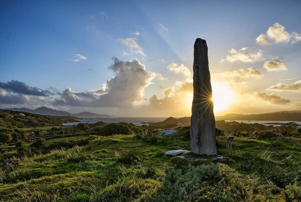 Ballycrovane Ogham Stone near Eyeries, Beara Peninsula, Co. Cork, Ireland