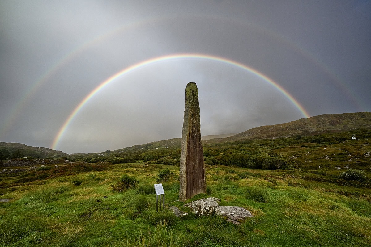 Ballycrovane Ogham Stone near Eyeries, Beara Peninsula, Co. Cork, Ireland
