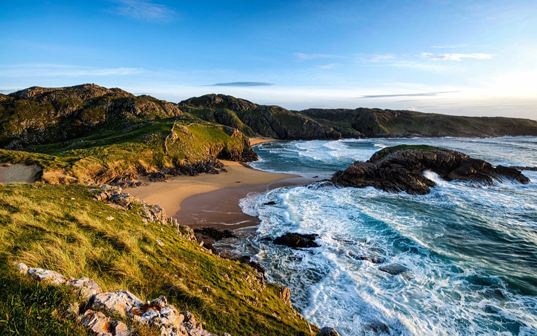 Boyeeghter Strand oder Murder Hole auf der Rosguill Halbinsel, Co. Donegal, Irland