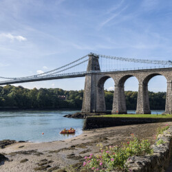 Menai Bridge from Bangor, Gwynedd, Wales Menai Bridge
