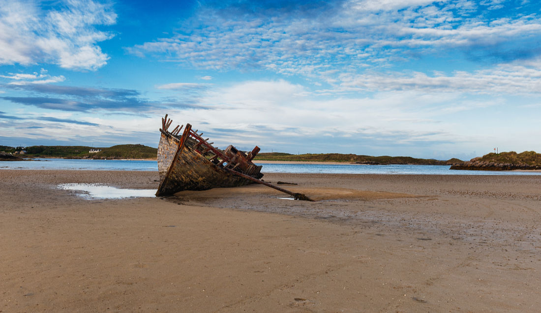 Wreck of Cara na Mara or Bád Eddie, near Bunbeg in Co. Donegal, Ireland