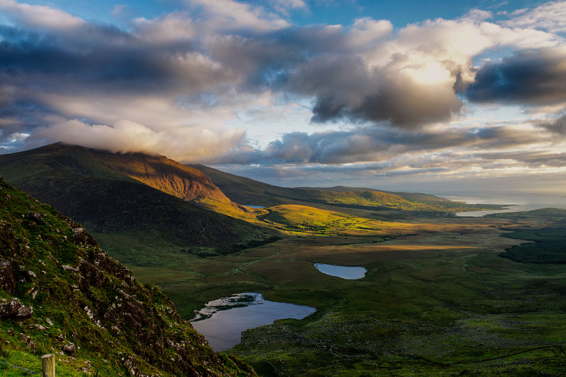 Blick vom Connor Pass auf der Dingle Halbinsel, Co. Kerry, Irland