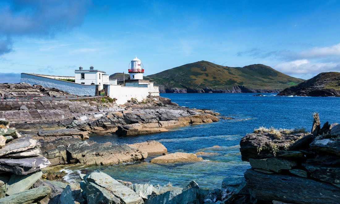 Cromwell Point Lighthouse auf Valentia Island, Co. Kerry, Irland
