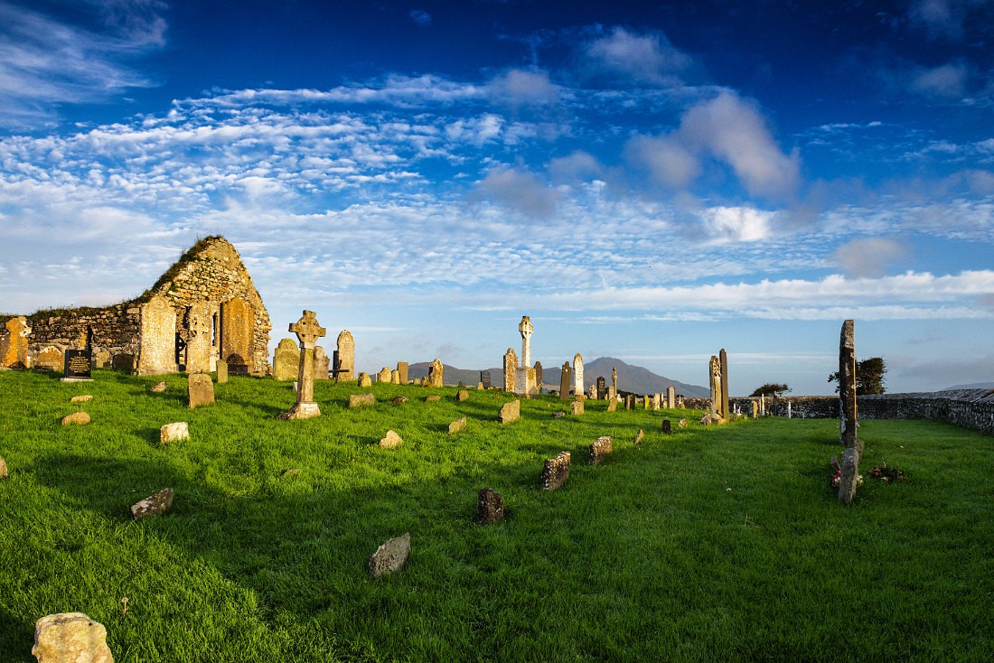 Kilwirra Church bei Templetown auf der Cooley Halbinsel, Co. Louth, Irland