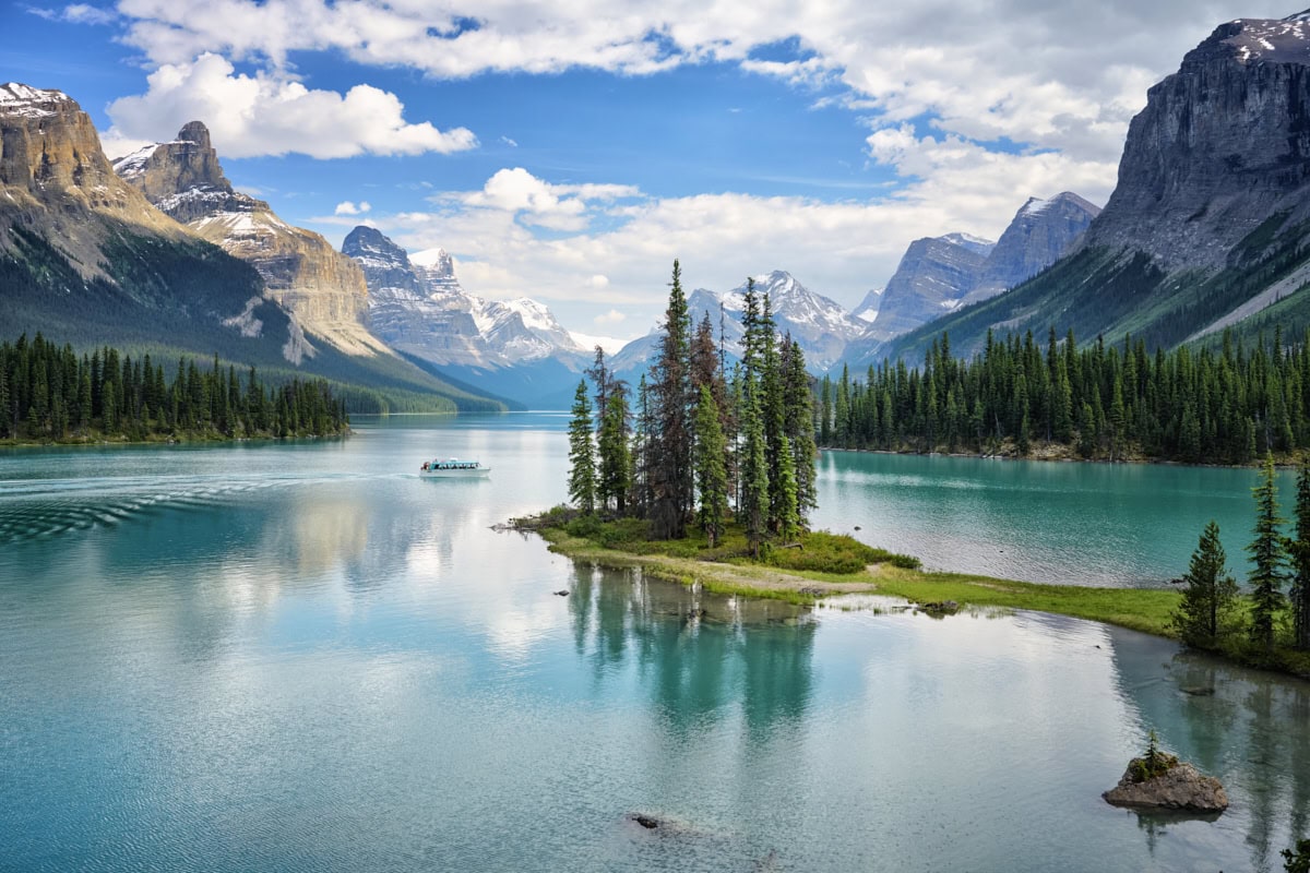 Spirit Island at Maligne Lake in Jasper National Park, Rocky Mountains, Alberta, Canada