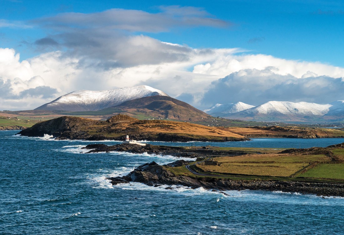 Cromwell Point Lighthouse im Winter, Valentia Island, Co. Kerry, Irland